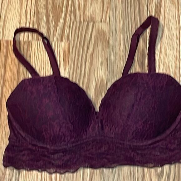 VS Pink Lace Bralette, Burgundy, XS - Picture 2 of 7